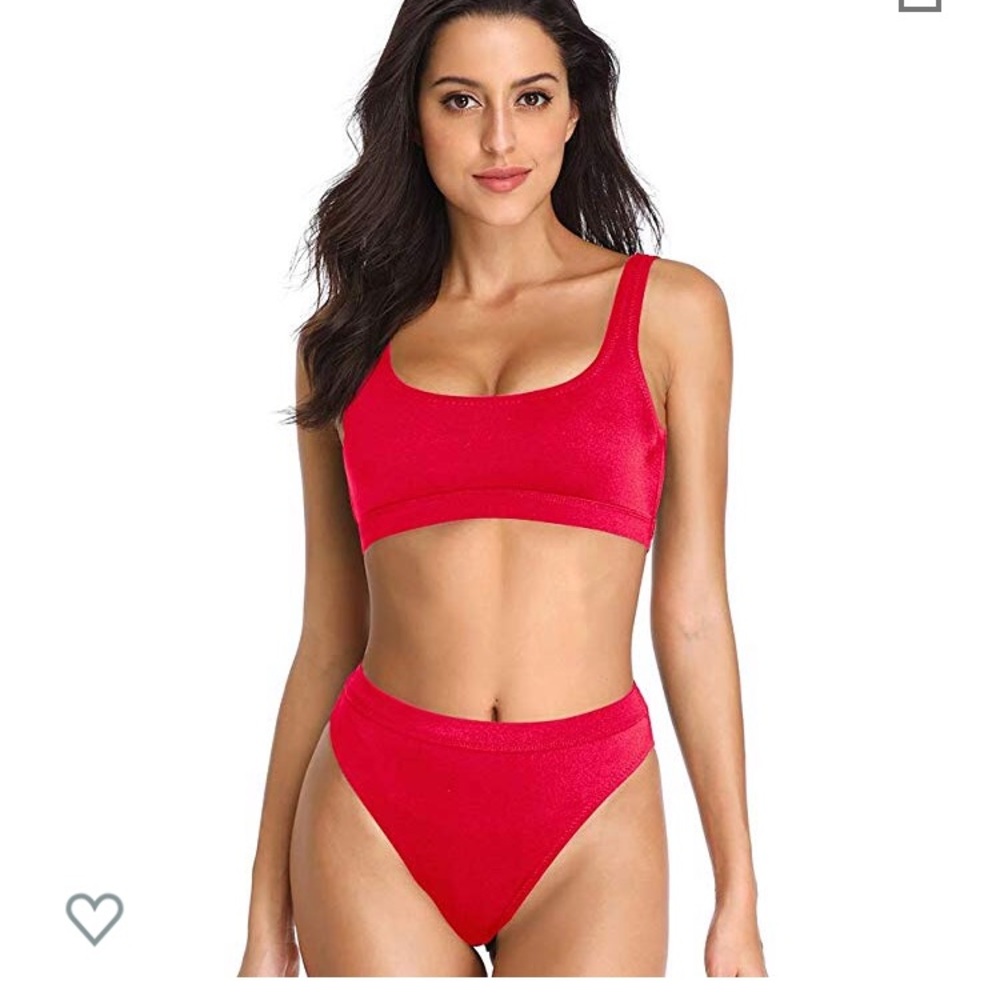 Red High Waisted Bikini Set